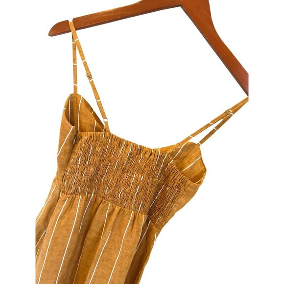 Faithfull the Brand Fiscardo Midi Dress Copenhagen Stripe 100% Linen - Picture 4 of 11